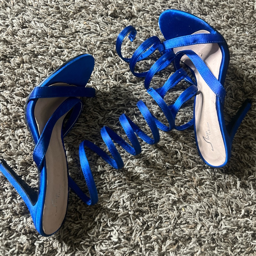 Blue Strappy Heels - RUNS SMALL